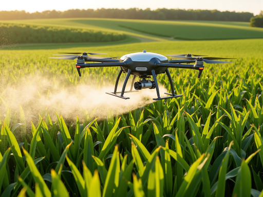 农用喷雾机在果园中作业，白色机身，喷雾均匀覆盖果树，环境绿色生态